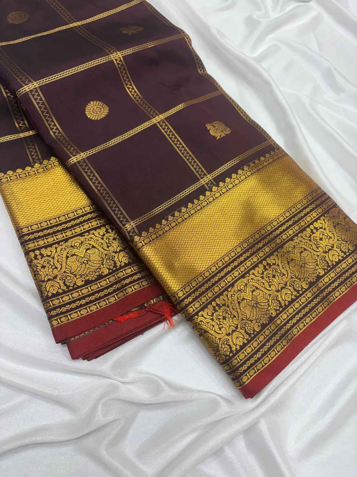Premium Semi Silk Saree - Coffee Brown Saree Premium Semi Silk Saree - Coffee Brown Saree - Image 1