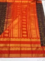Premium Semi Silk Saree(Coffee Brown With Orange) - Image 2