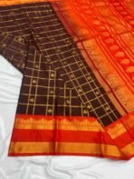 Premium Semi Silk Saree(Coffee Brown With Orange) - Image 4