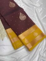 Premium Semi Silk Saree - Mustard Orange With Arakku