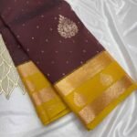 Premium Semi Silk Saree - Mustard Orange With Arakku