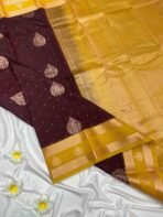 Premium Semi Silk Saree - Mustard Orange With Arakku - Image 2