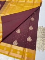 Premium Semi Silk Saree - Mustard Orange With Arakku - Image 3